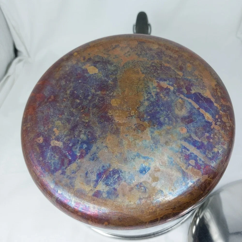 Vintage Revere Ware 1801 Copper Clad Bottom 3qt Saucepan W/ Lid Made in USA